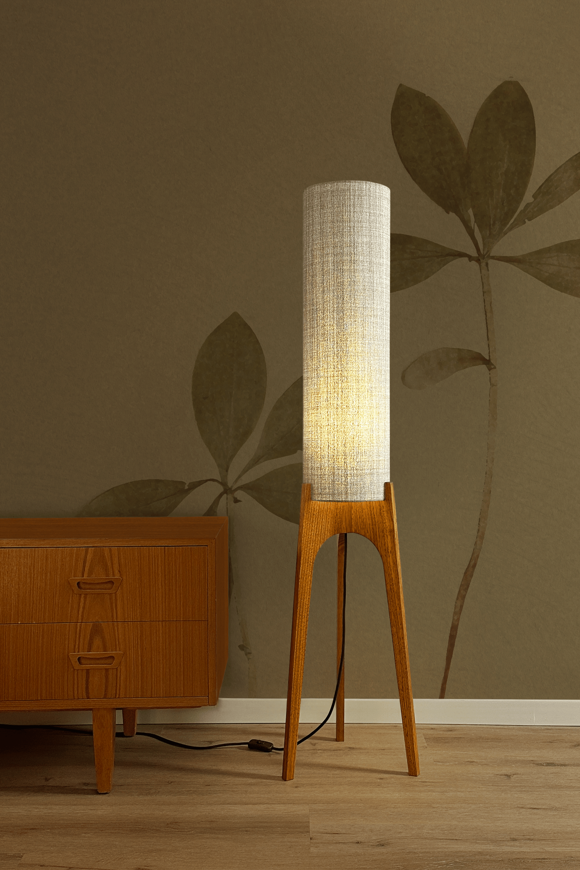 Natural - Recycled Fabric | Archie Rocket Floor Lamp - Mid - Century Modern inspired handmade Floor Lamp by Retro Duo.