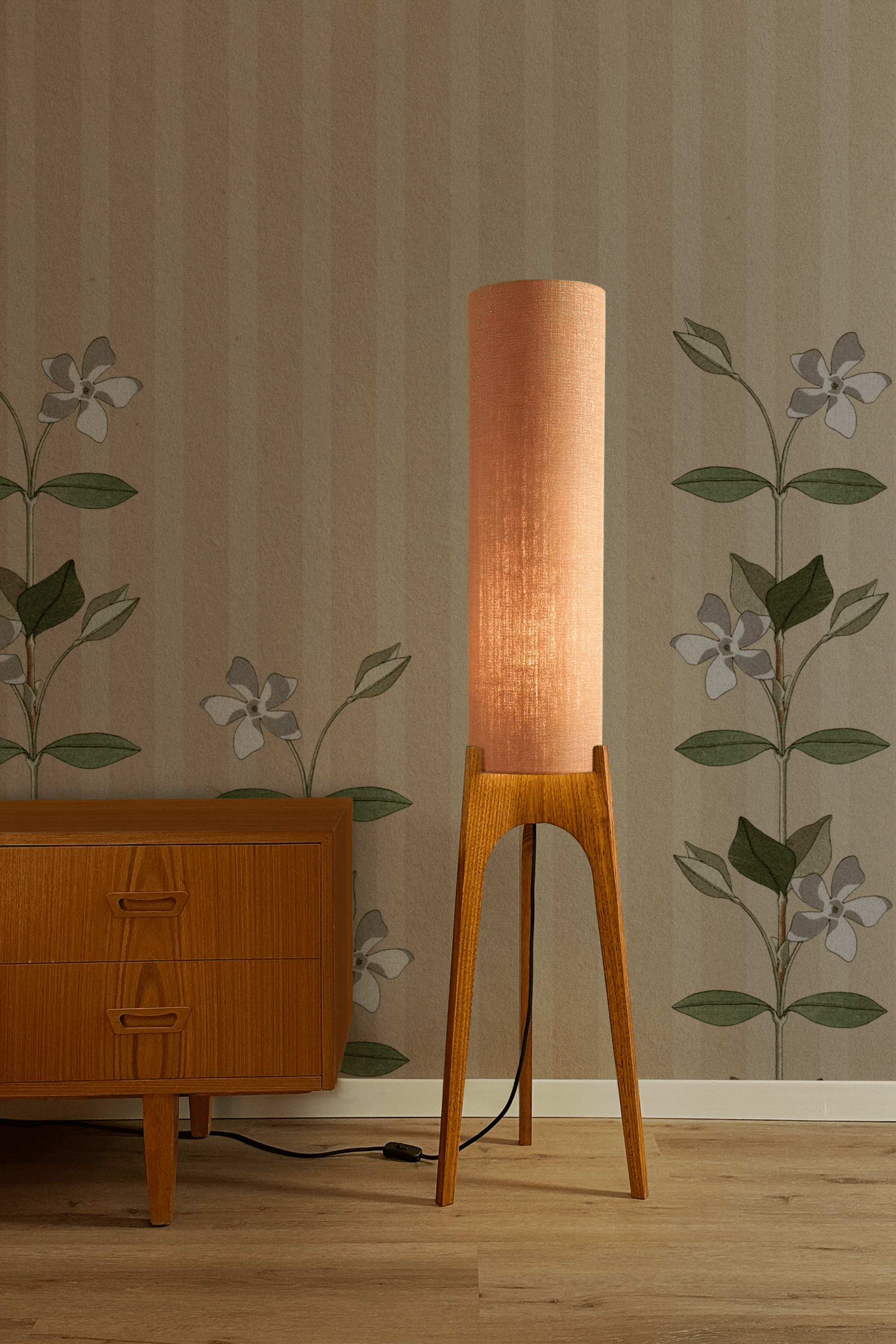 Nectar - Premium Linen | Archie Rocket Floor Lamp - Mid - Century Modern inspired handmade Floor Lamp by Retro Duo.