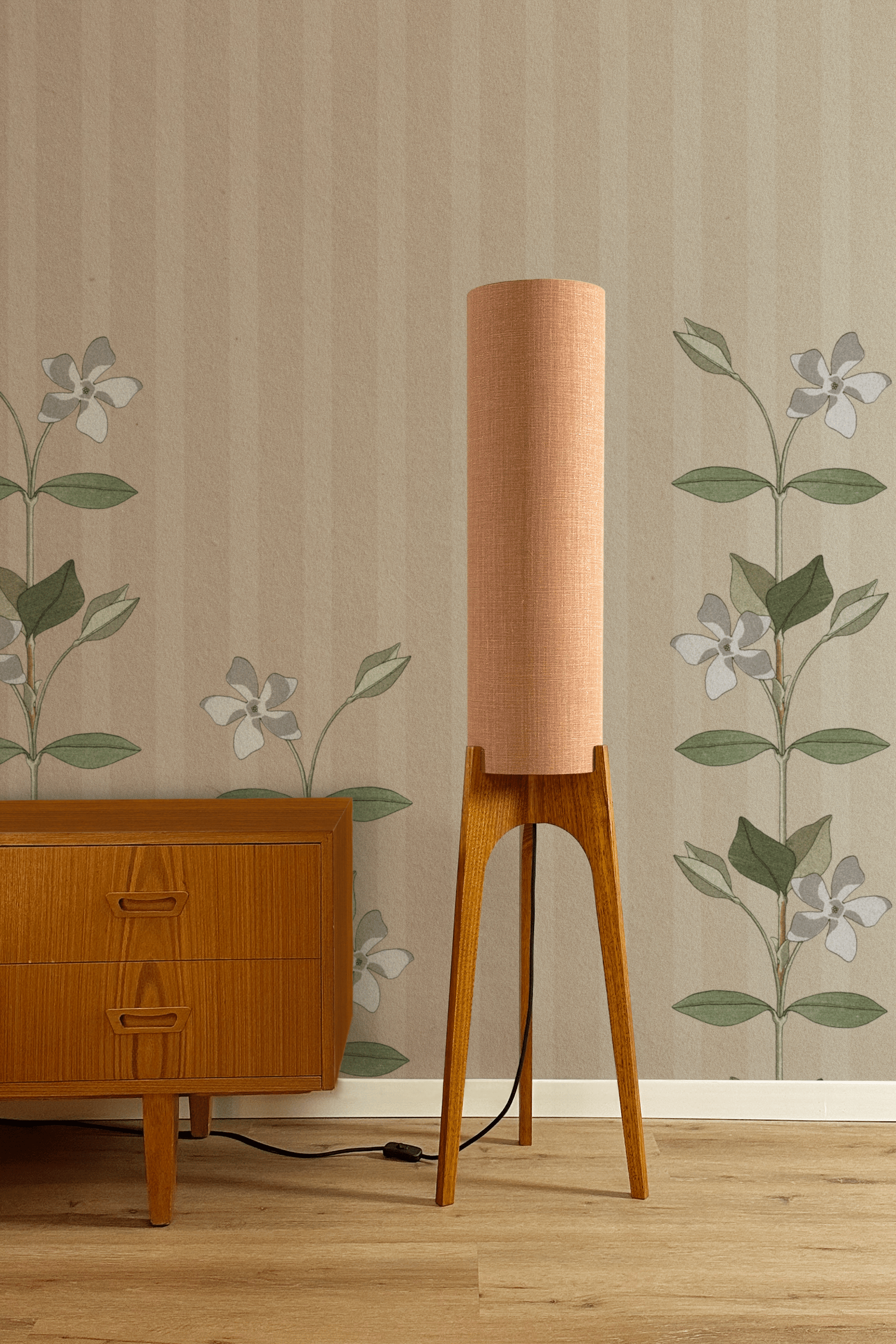 Nectar - Premium Linen | Archie Rocket Floor Lamp - Mid - Century Modern inspired handmade Floor Lamp by Retro Duo.