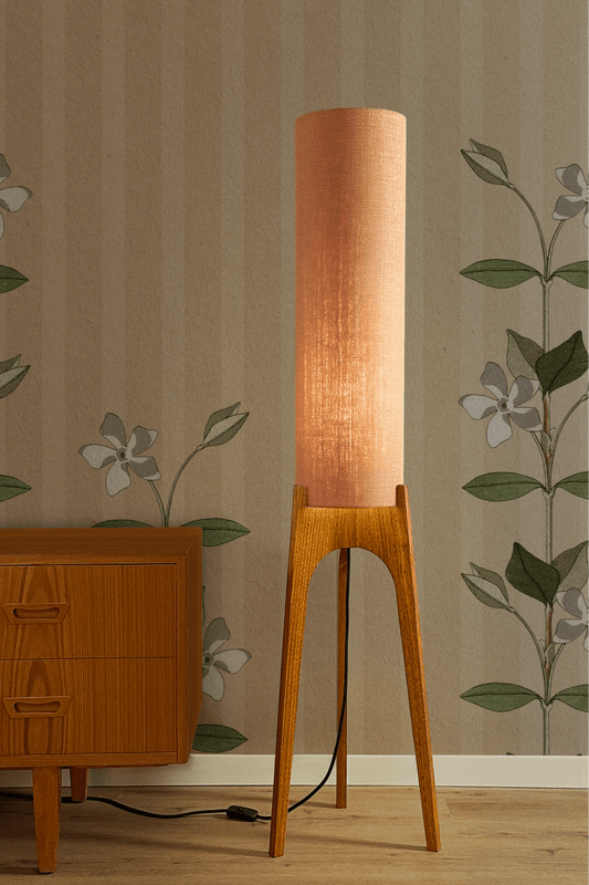 Nectar - Premium Linen | Archie Rocket Floor Lamp - Mid - Century Modern inspired handmade Floor Lamp by Retro Duo.