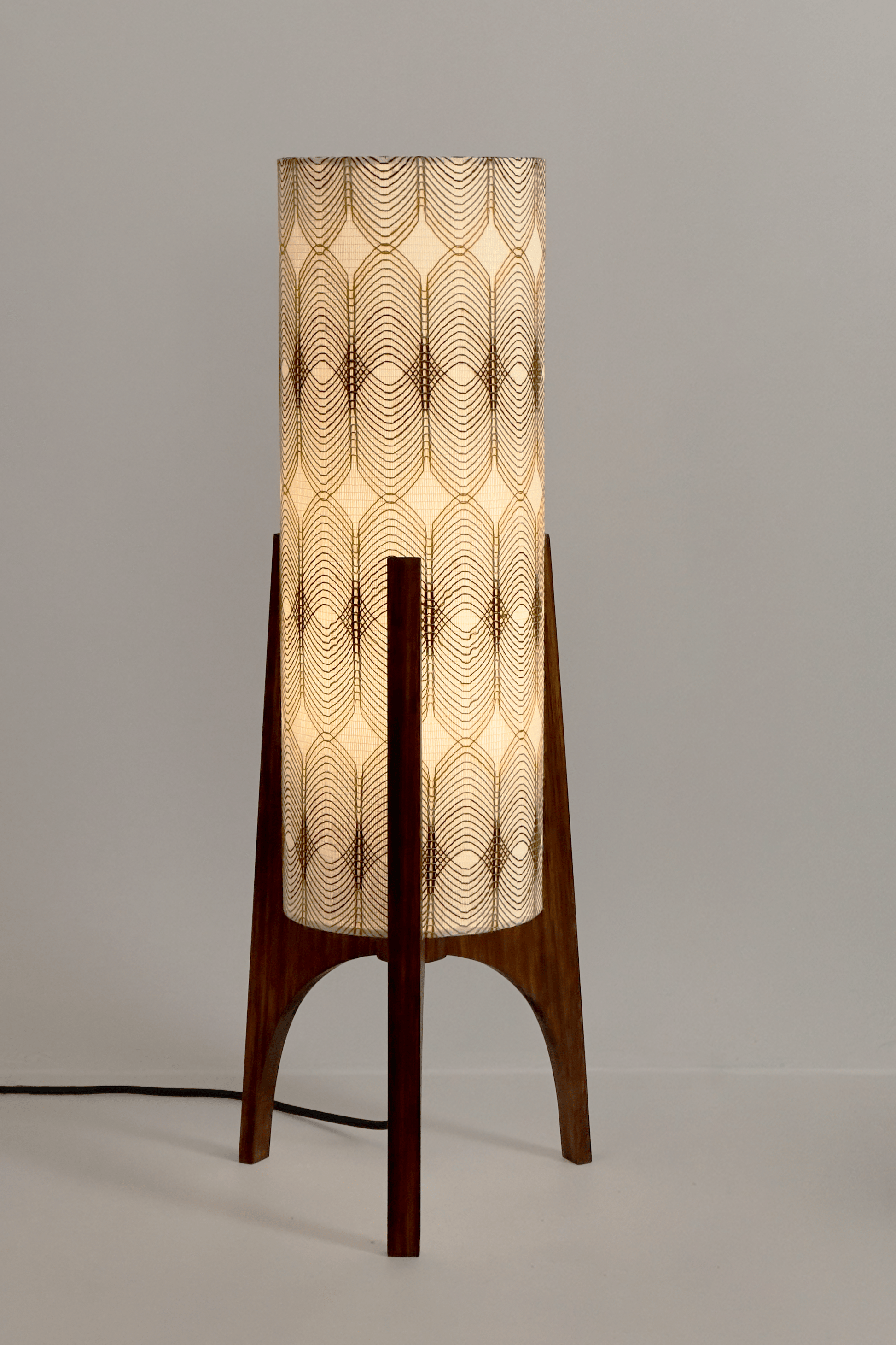 Noa - Vintage Fabric | Archie Rocket Table Lamp - with light on