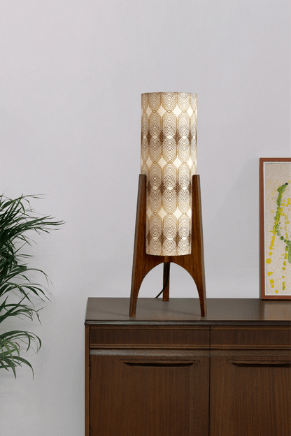Noa - Vintage Fabric | Archie Rocket Table Lamp - with light on