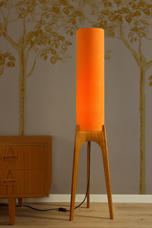 Orange - Recycled Fabric | Archie Rocket Floor Lamp - Mid - Century Modern inspired handmade Floor Lamp by Retro Duo.