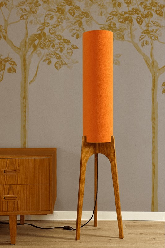 Orange - Recycled Fabric | Archie Rocket Floor Lamp - Mid - Century Modern inspired handmade Floor Lamp by Retro Duo.