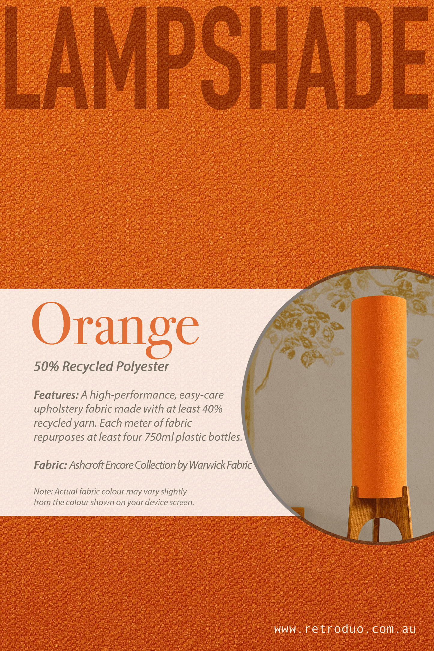Orange - Recycled Fabric | Archie Rocket Floor Lamp - Mid - Century Modern inspired handmade Floor Lamp by Retro Duo.