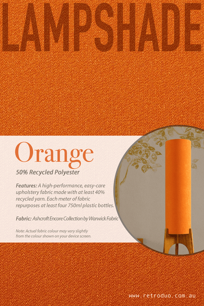 Orange - Recycled Fabric | Archie Rocket Floor Lamp - Mid - Century Modern inspired handmade Floor Lamp by Retro Duo.