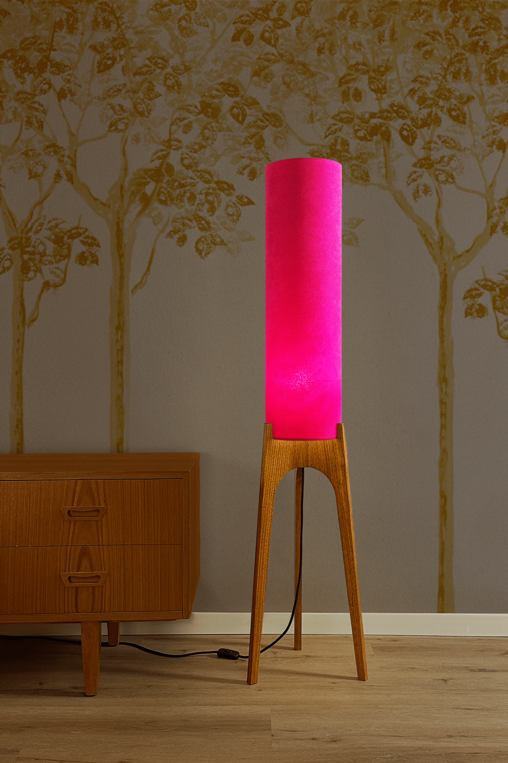 Pink - Recycled Fabric | Archie Rocket Floor Lamp - Mid - Century Modern inspired handmade Floor Lamp by Retro Duo.