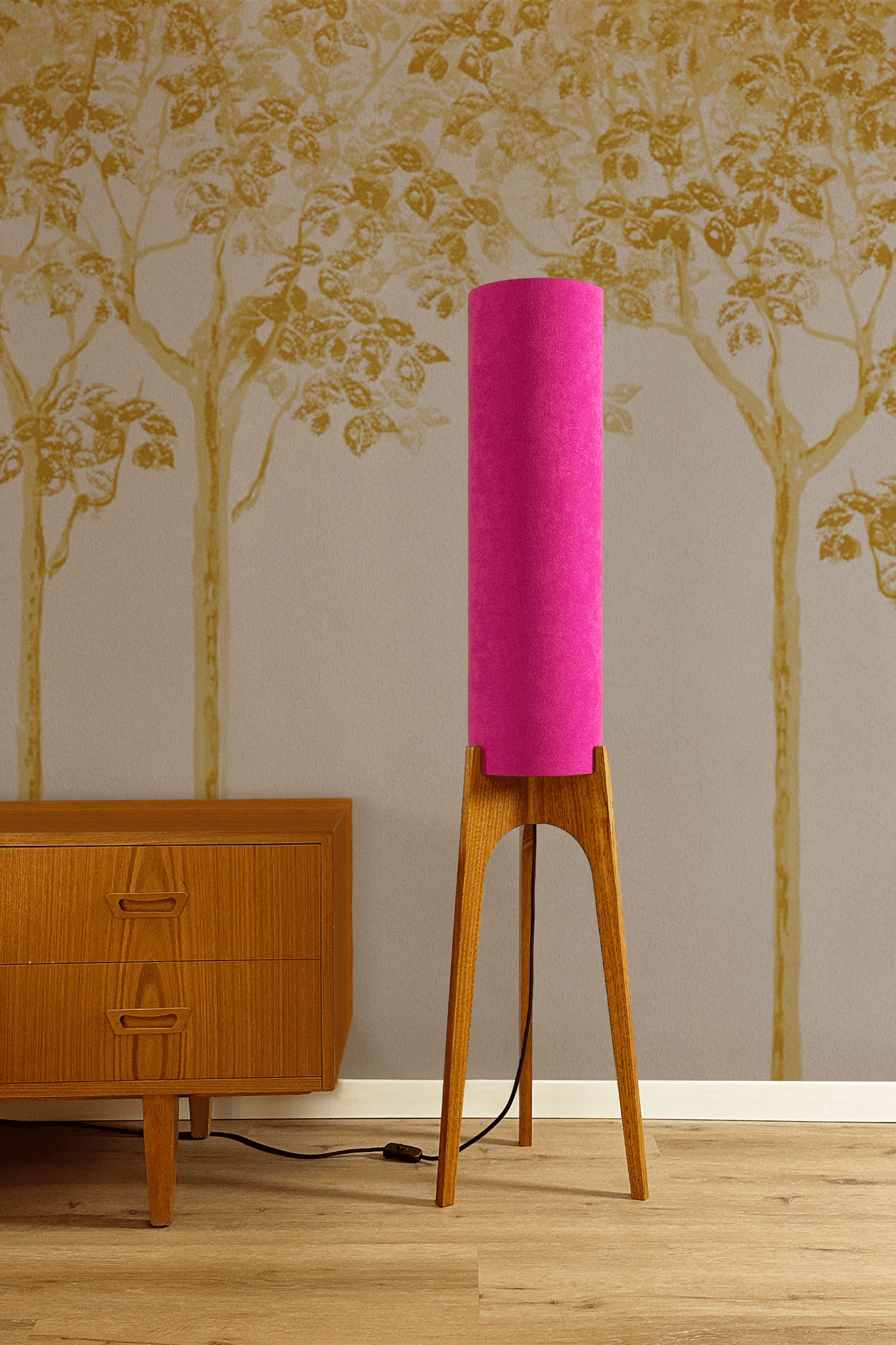 Pink - Recycled Fabric | Archie Rocket Floor Lamp - Mid - Century Modern inspired handmade Floor Lamp by Retro Duo.