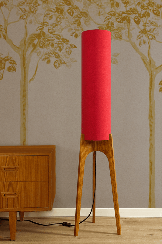 Red - Recycled Fabric | Archie Rocket Floor Lamp - Mid - Century Modern inspired handmade Floor Lamp by Retro Duo.