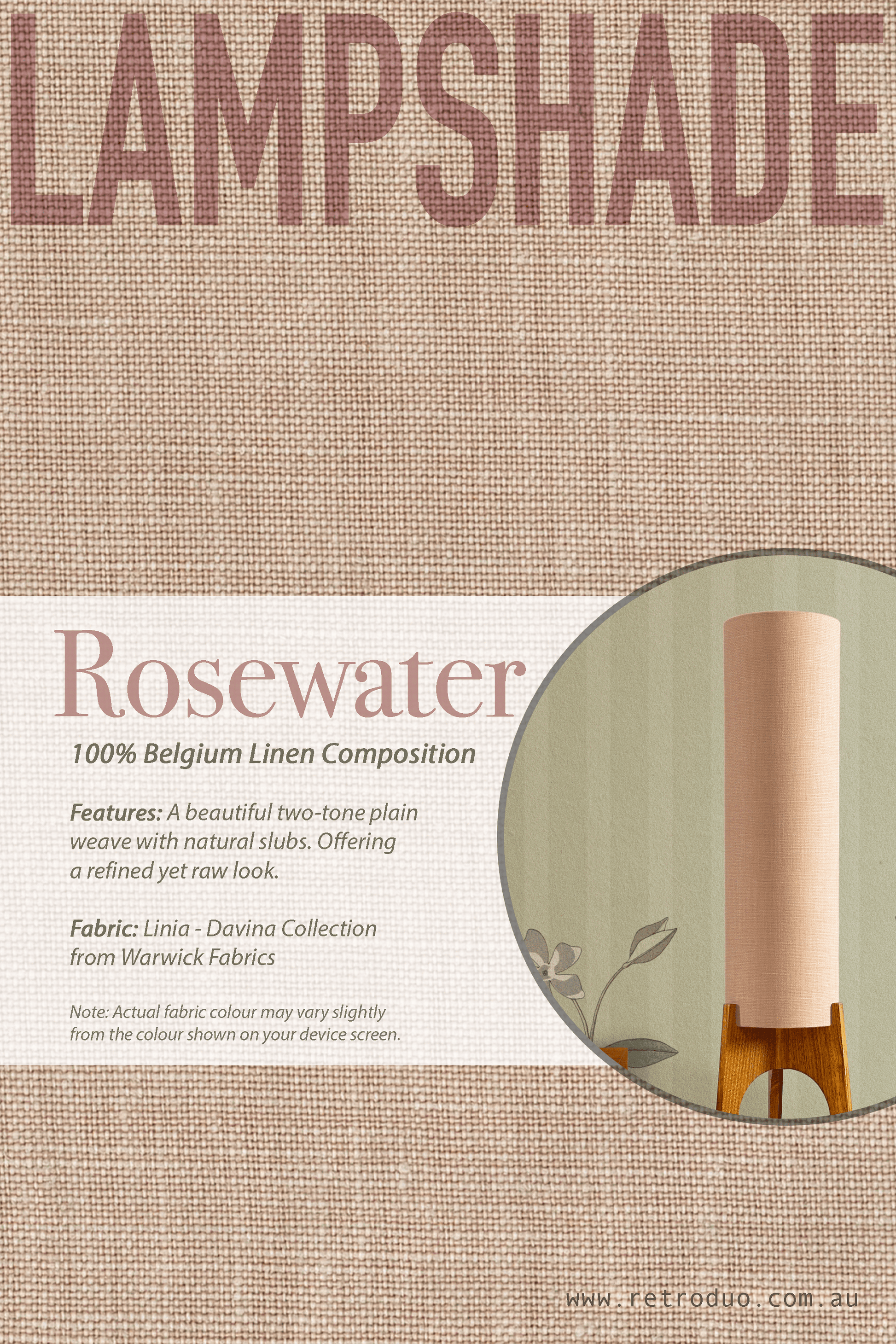 Rosewater - Premium Linen | Archie Rocket Floor Lamp - Mid - Century Modern inspired handmade Floor Lamp by Retro Duo.