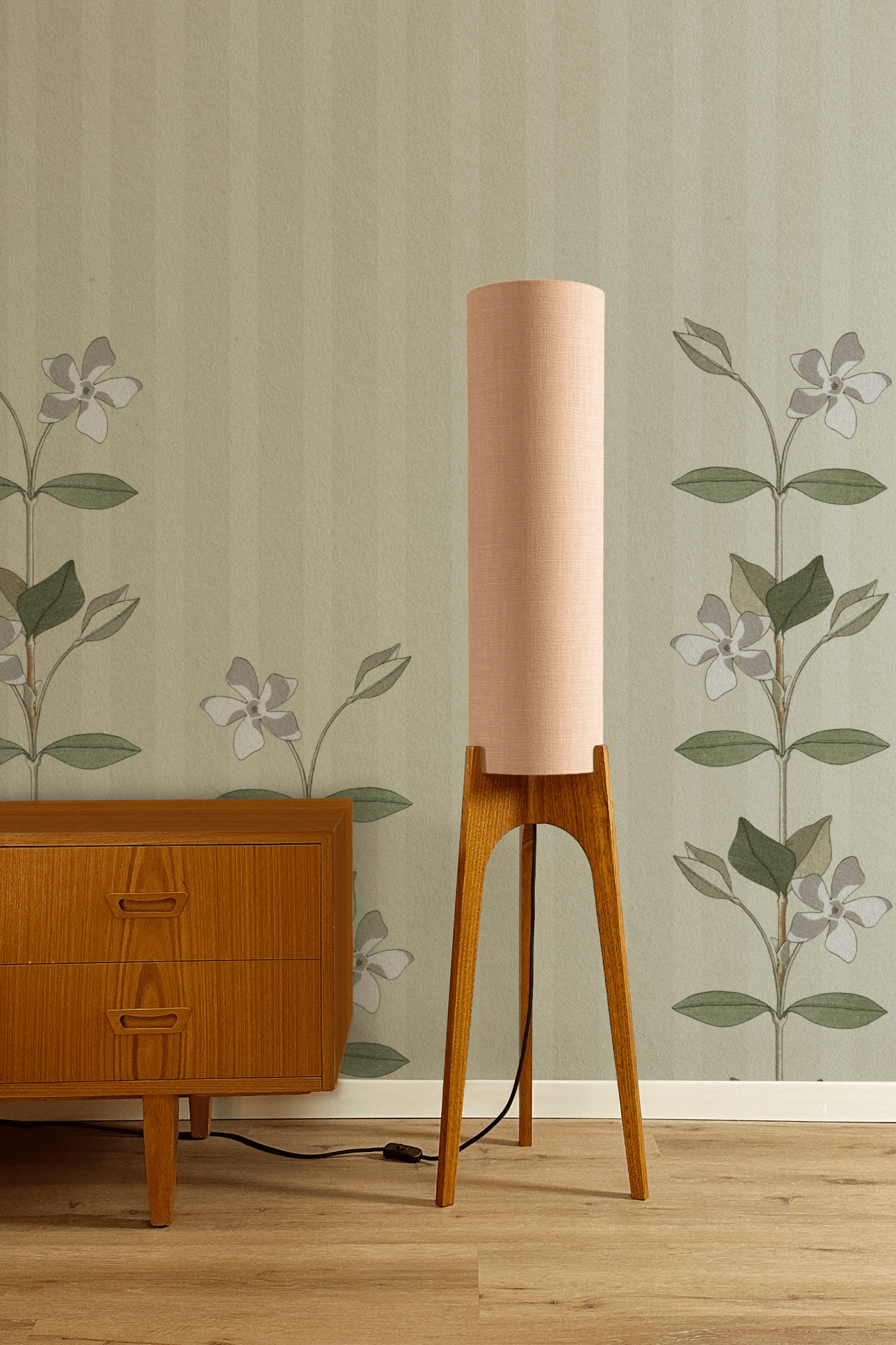 Rosewater - Premium Linen | Archie Rocket Floor Lamp - Mid - Century Modern inspired handmade Floor Lamp by Retro Duo.