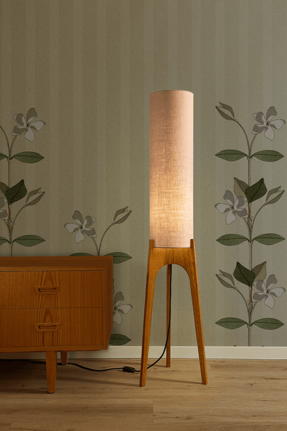 Rosewater - Premium Linen | Archie Rocket Floor Lamp - Mid - Century Modern inspired handmade Floor Lamp by Retro Duo.