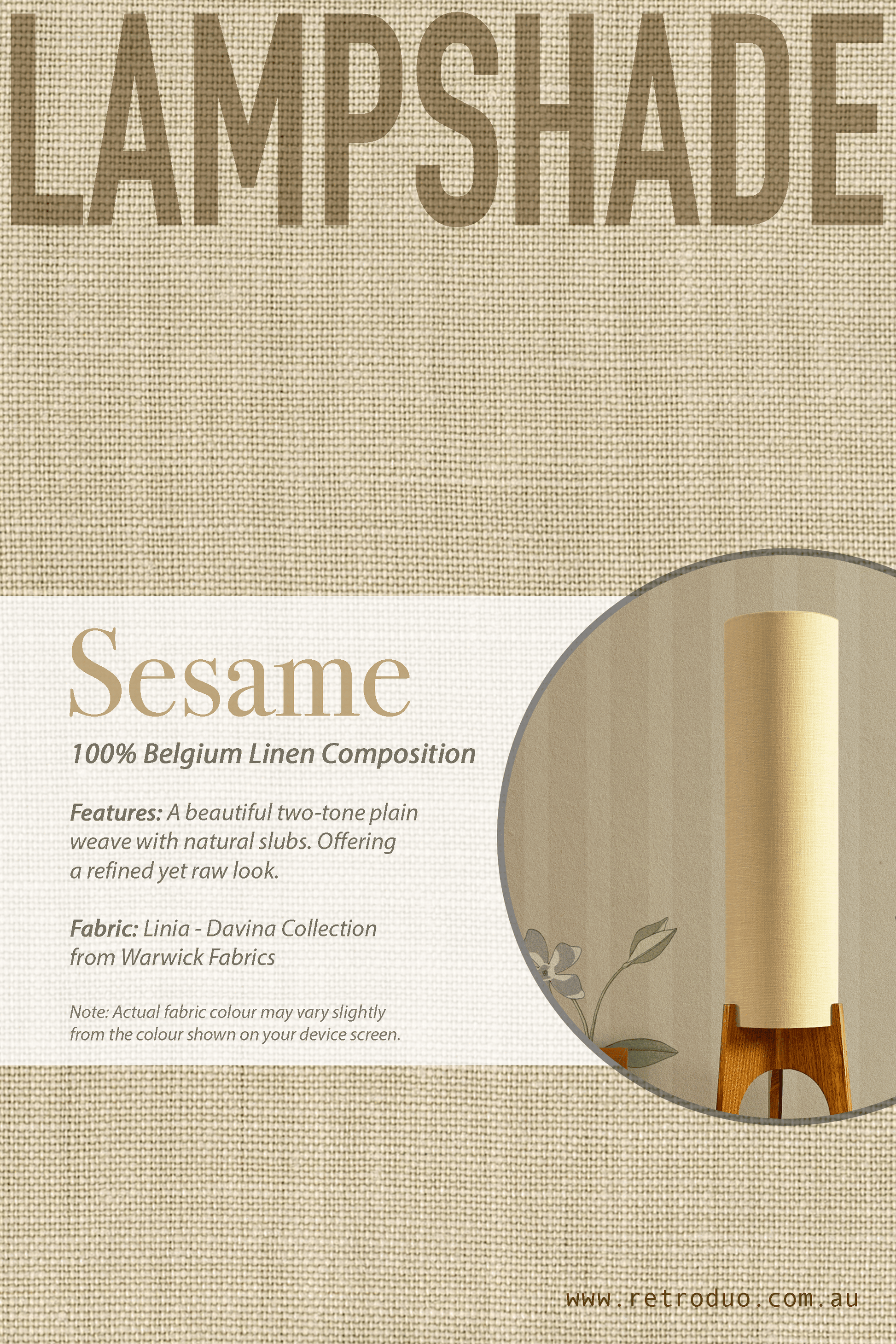 Sesame - Premium Linen | Archie Rocket Floor Lamp - Mid - Century Modern inspired handmade Floor Lamp by Retro Duo.