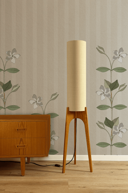 Sesame - Premium Linen | Archie Rocket Floor Lamp - Mid - Century Modern inspired handmade Floor Lamp by Retro Duo.