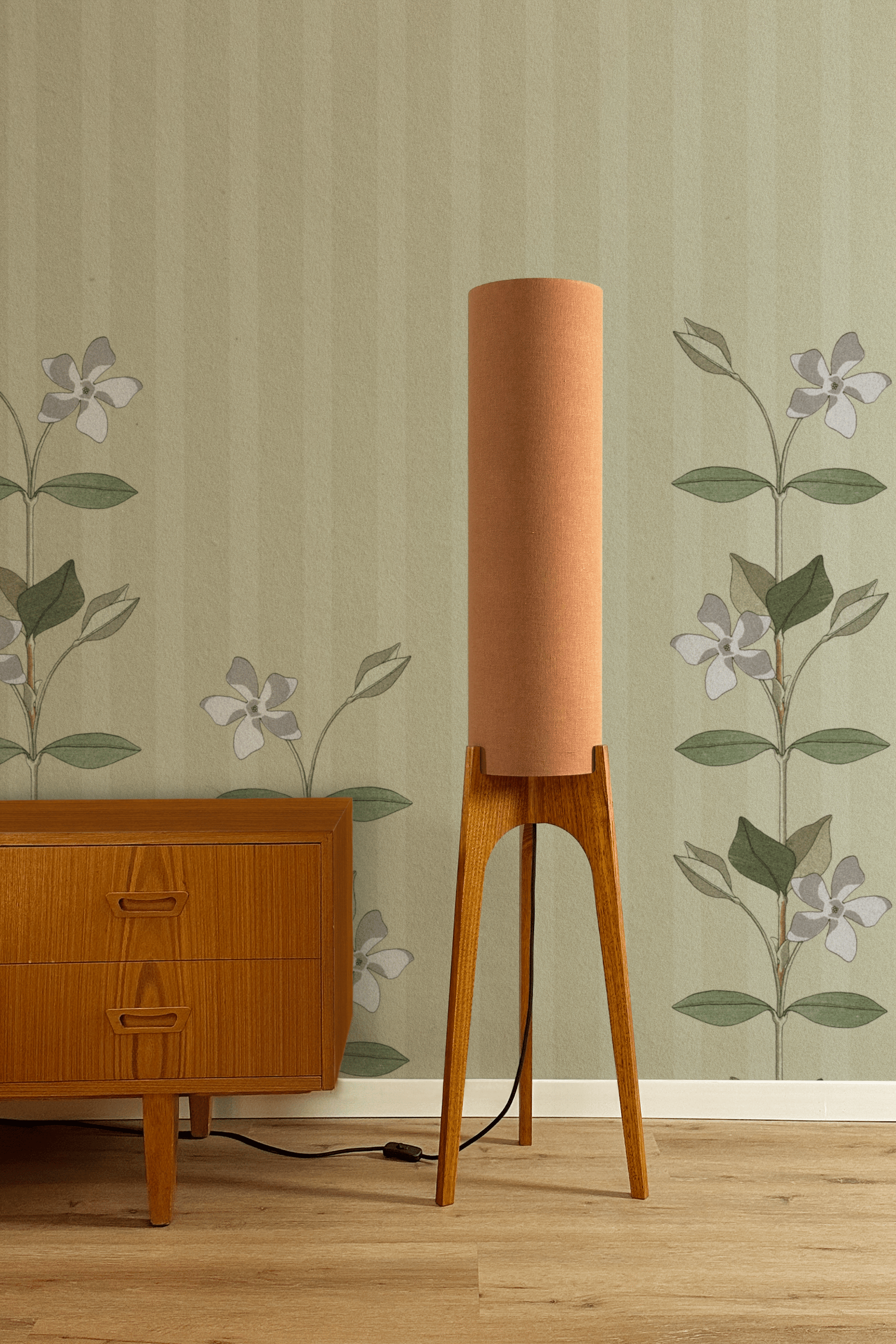 Terracotta - Premium Linen | Archie Rocket Floor Lamp - Mid - Century Modern inspired handmade Floor Lamp by Retro Duo.