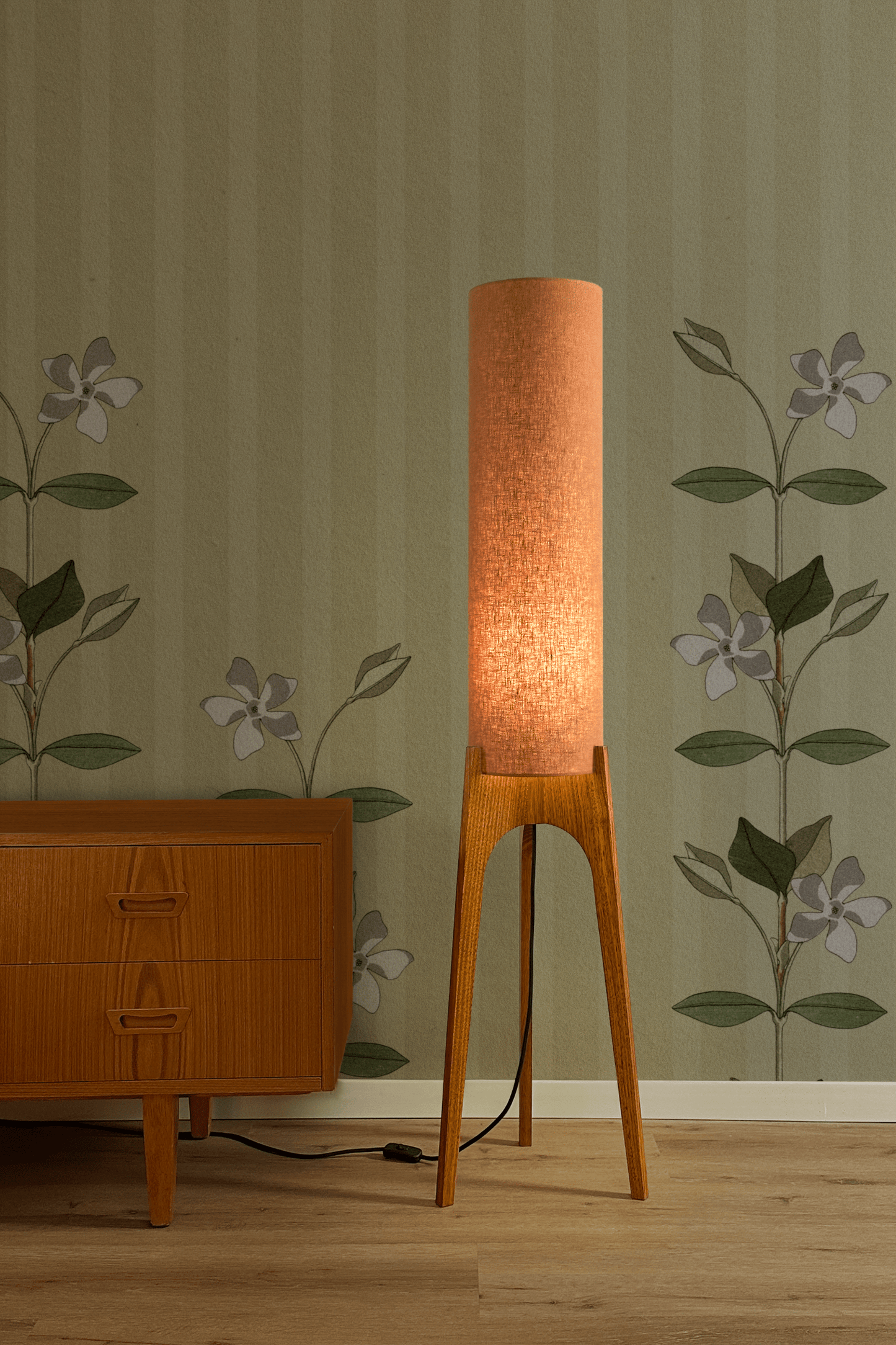 Terracotta - Premium Linen | Archie Rocket Floor Lamp - Mid - Century Modern inspired handmade Floor Lamp by Retro Duo.