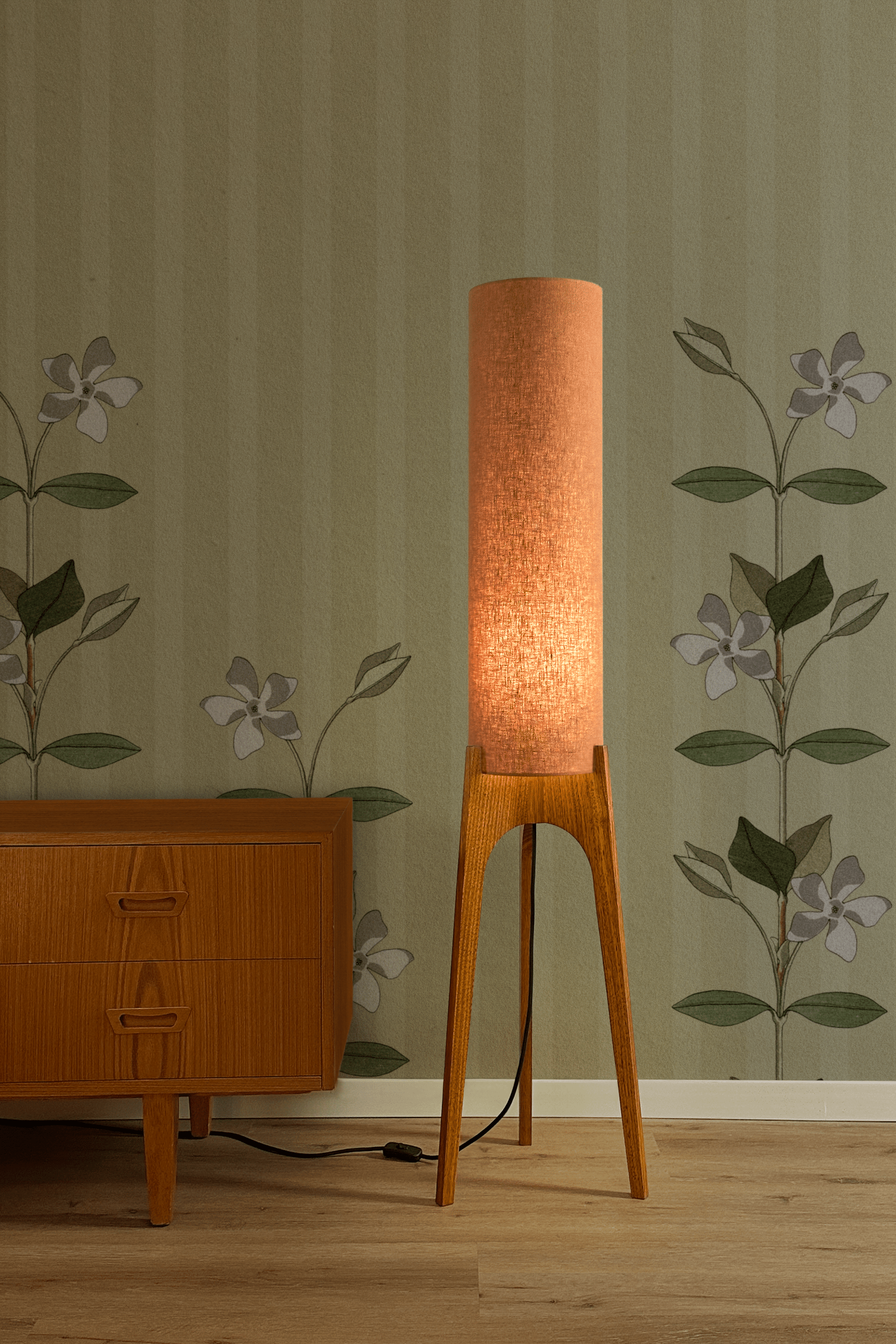 Terracotta - Premium Linen | Archie Rocket Floor Lamp - Mid - Century Modern inspired handmade Floor Lamp by Retro Duo.