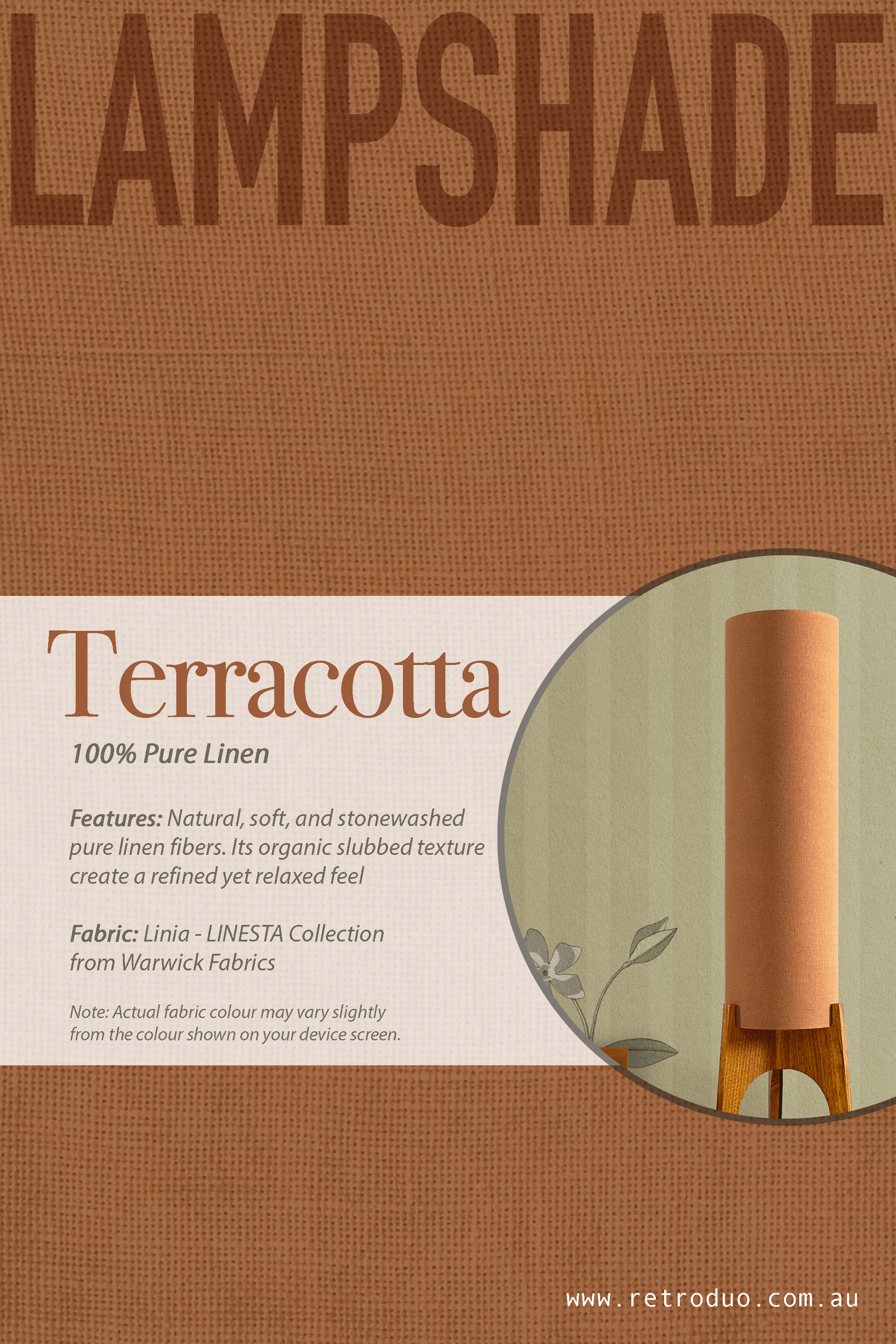 Terracotta - Premium Linen | Archie Rocket Floor Lamp - Mid - Century Modern inspired handmade Floor Lamp by Retro Duo.