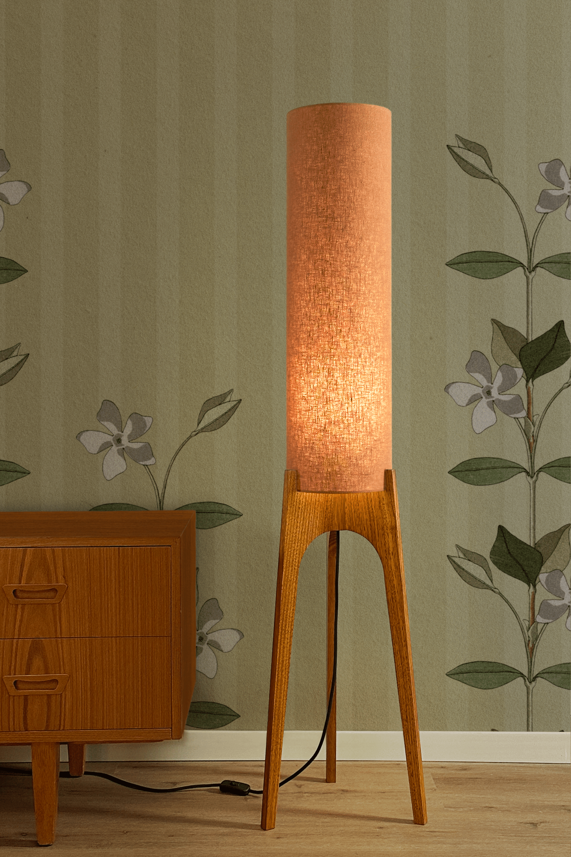 Terracotta - Premium Linen | Archie Rocket Floor Lamp - Mid - Century Modern inspired handmade Floor Lamp by Retro Duo.