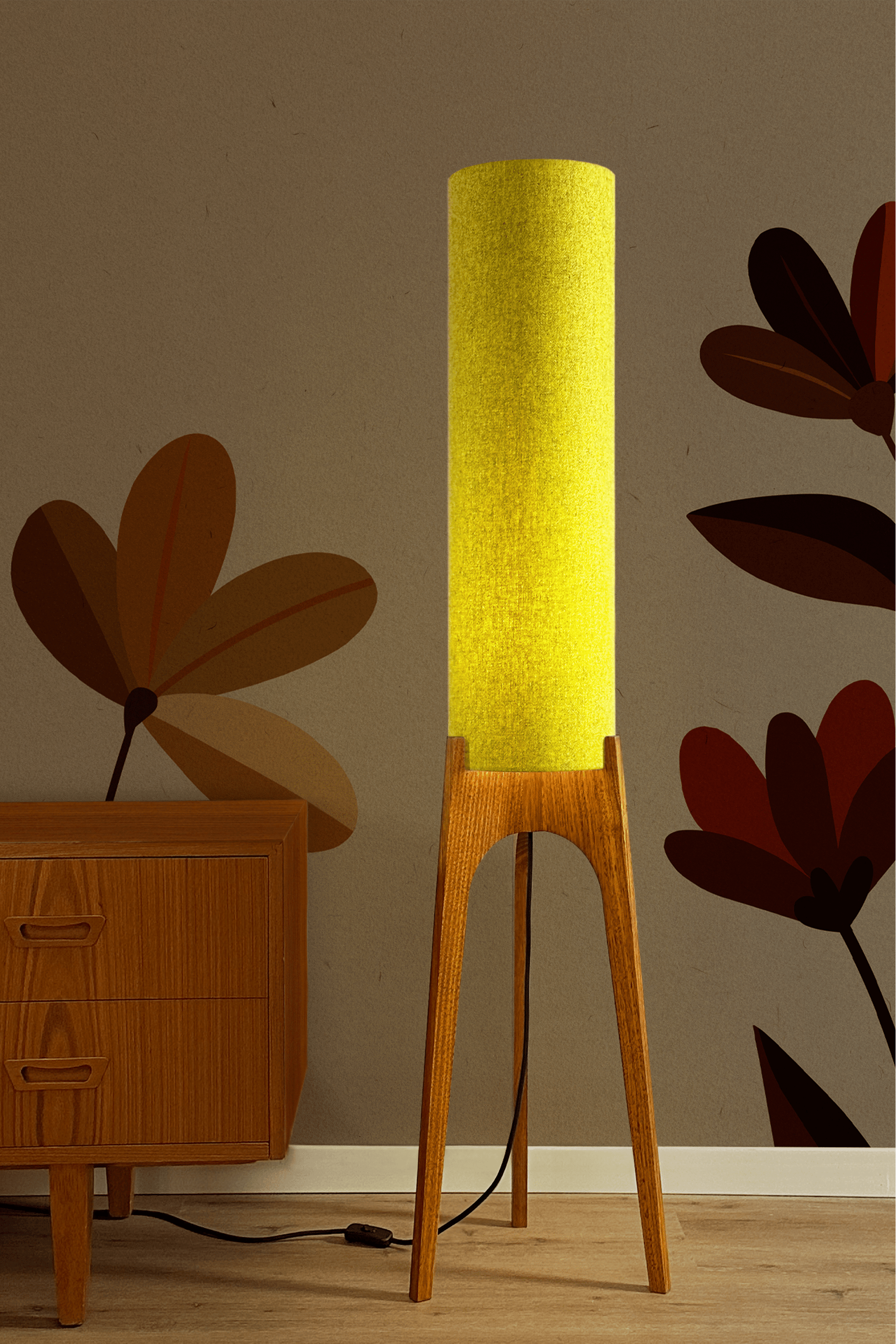 Turmeric - Recycled Wool | Archie Rocket Floor Lamp - Mid - Century Modern inspired handmade Floor Lamp by Retro Duo.