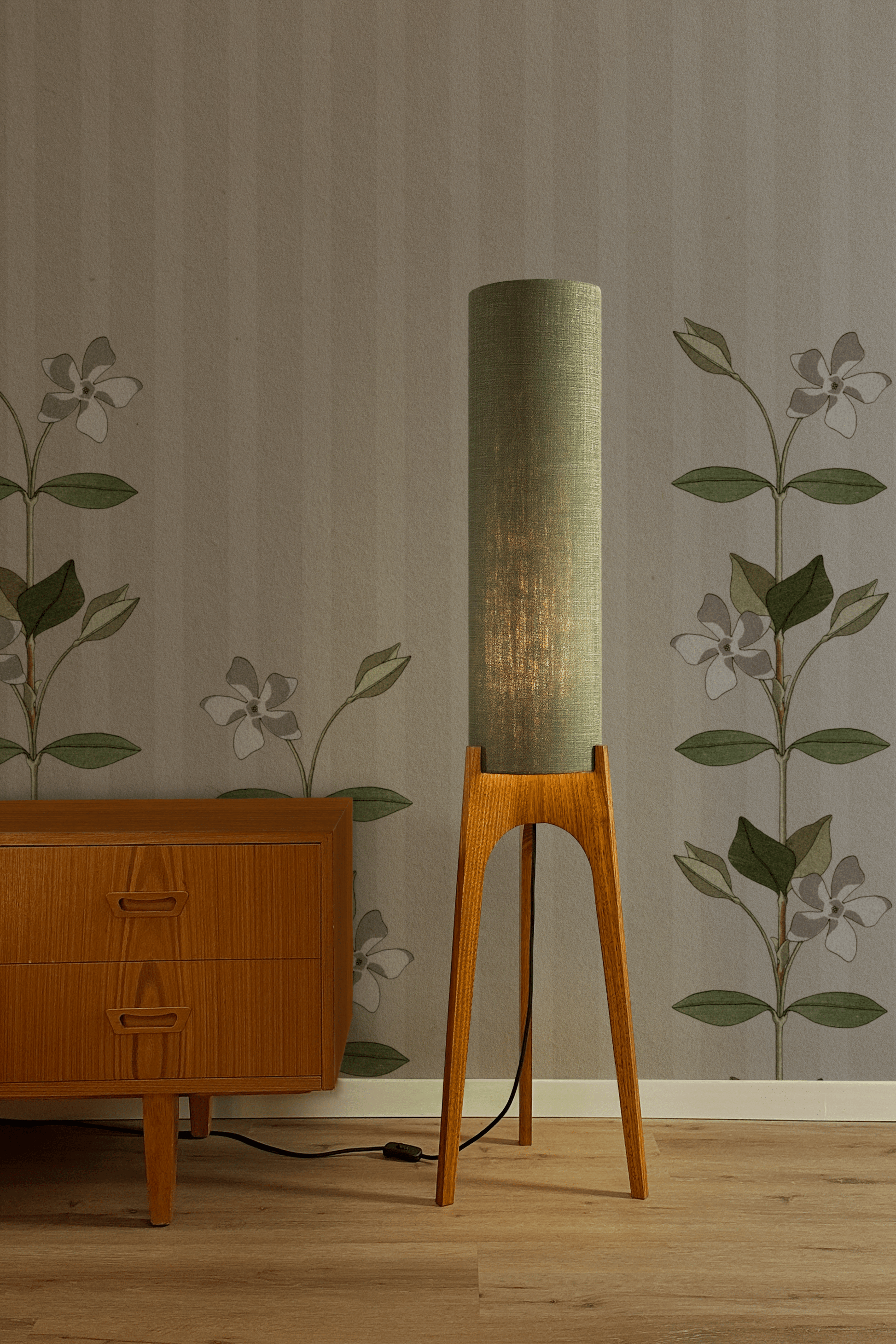 Tussock - Premium Linen | Archie Rocket Floor Lamp - Mid - Century Modern inspired handmade Floor Lamp by Retro Duo.