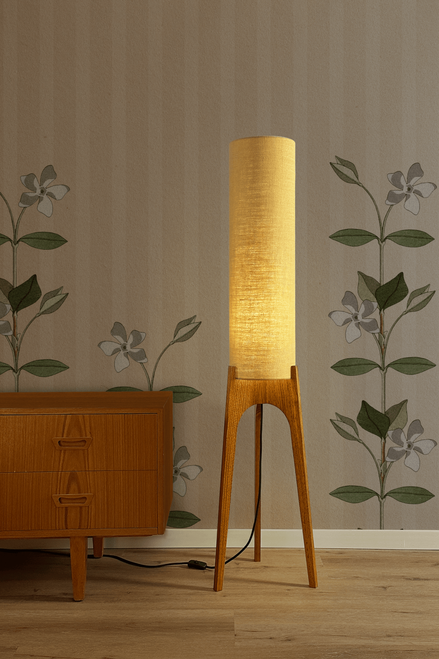 Wheat - Premium Linen | Archie Rocket Floor Lamp - Mid - Century Modern inspired handmade Floor Lamp by Retro Duo.