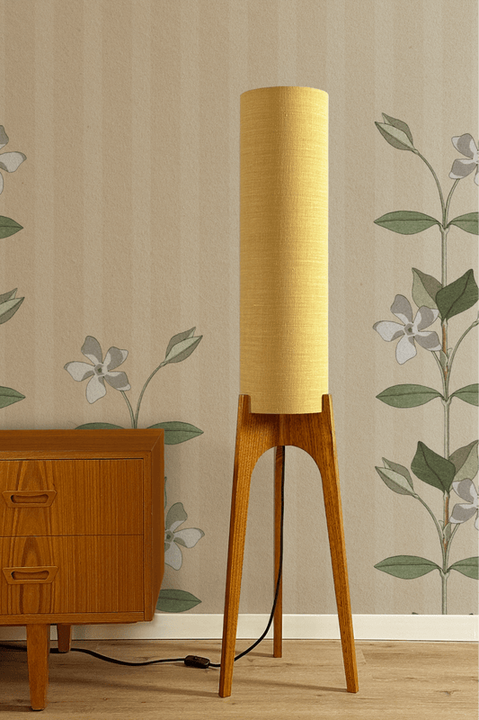 Wheat - Premium Linen | Archie Rocket Floor Lamp - Mid - Century Modern inspired handmade Floor Lamp by Retro Duo.