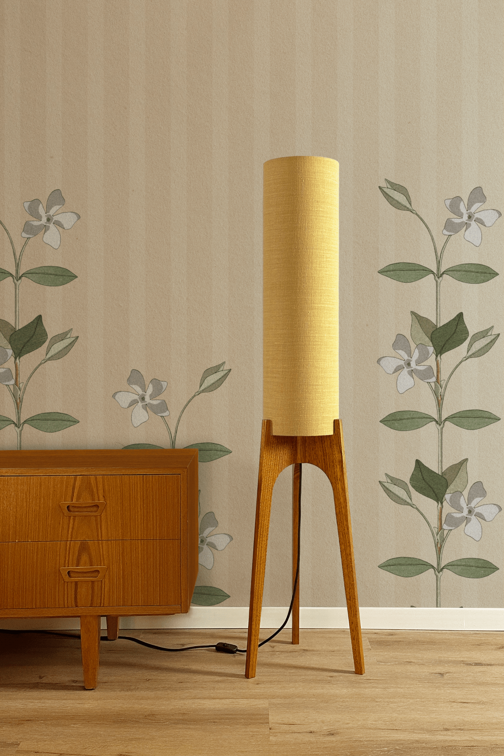 Wheat - Premium Linen | Archie Rocket Floor Lamp - Mid - Century Modern inspired handmade Floor Lamp by Retro Duo.